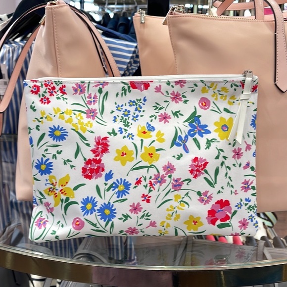 Kate Spade Large Canvas Floral Print Zip Pouch - Picture 2 of 16
